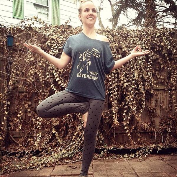 SuperLoveTees's tweet photo. Yoga fun in her "Don't Quit Your Daydream" tee! http://t.co/3t70xfSX19  #daydream #followyourdream #unicorn #pegasus http://t.co/irxB16T63x