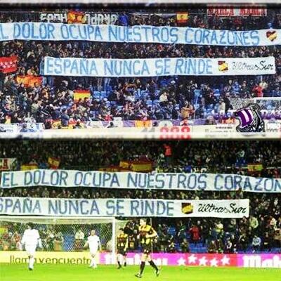 dalecavesermcf's tweet photo. El dolor ocupa nuestros corazones. España nunca se rinde. Ultras Sur. http://t.co/XDZ9ri4PFz