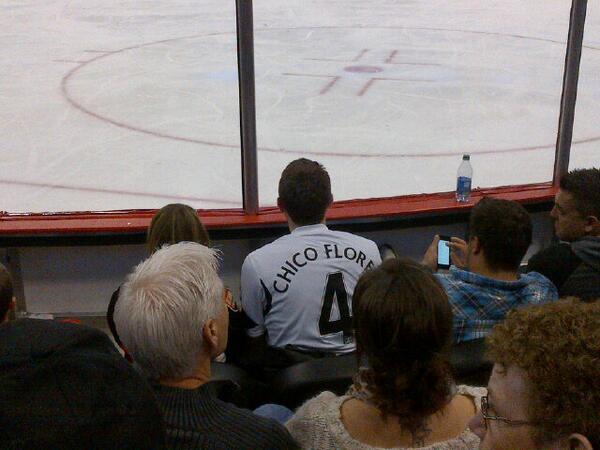 Mikitukuluk's tweet photo. I applaud the man who wears a Chico Flores shirt in public. At a Sens game. Well done. http://t.co/0IEL0Gp3Pl