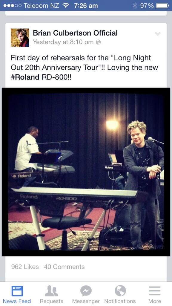 SluisRolandAUS's tweet photo. @brianculbertson touring with the new RD800. #beststagepianoever #rolandconnect @Roland_AUS http://t.co/OhEjxu4bLg