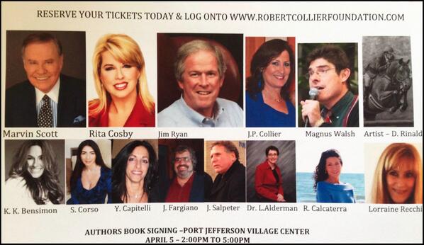 R_C_Foundation's tweet photo. Authors event in Port Jefferson on April 5. #readers #books #LawOfAttraction #angels #booklovers #goodreads #inspire http://t.co/S6O8qOyyUf