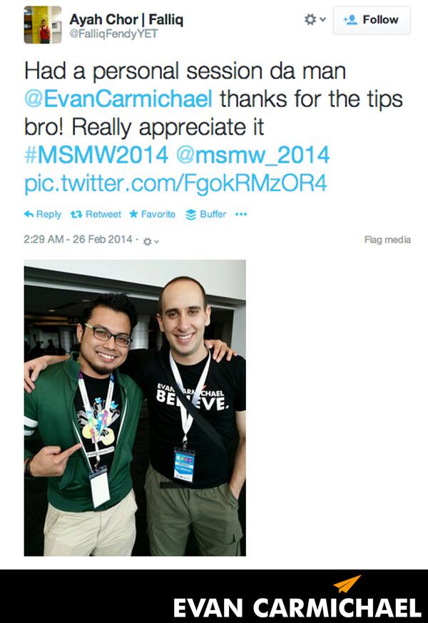 EvanCarmichael's tweet photo. At #MSMW2014 with @FalliqFendyYET http://t.co/AnGPZrqhCy