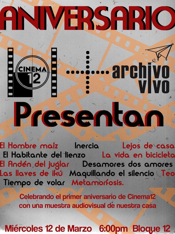 Cinemaclub12's tweet photo. Este míercoles 12 de marzo celebraremos junto a @ArchivoVivoUdeA nuestro primer aniversario  6 pm Bloque 12 #UdeA http://t.co/5vFrfCVdfG