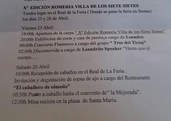 PiensosSanJose's tweet photo. Ya tenemos la programación de la X romería Villa de Olmedo @Aso_LaOlmeda (1/2) http://t.co/l83P2ctUQY