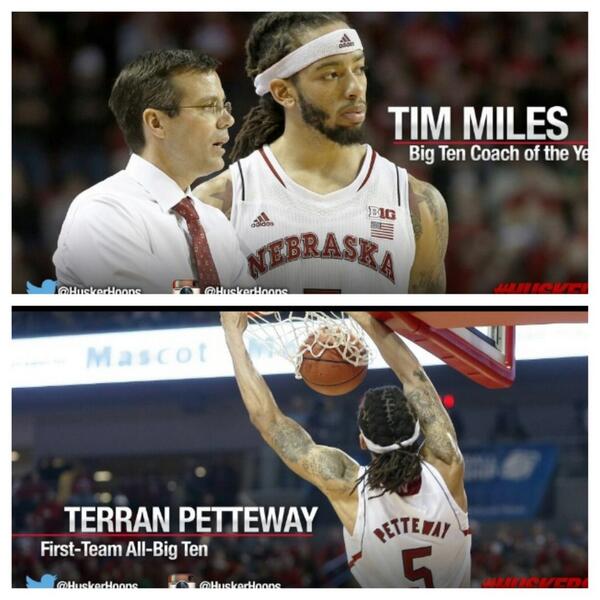 chrisharriman24's tweet photo. How about those Huskers.... Coach Miles Big Ten Coach of the Year and T-Petteway 1st Team Big Ten! #Earned #UsAlways http://t.co/RXLPswUUWQ