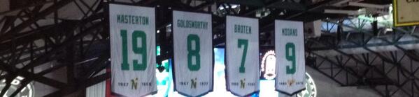 StarsAsylum's tweet photo. "@DallasStars: Everything in its right place. http://t.co/5nrN8aaPib" PLEASE never EEEEEEver move them! #perfection #retiring9