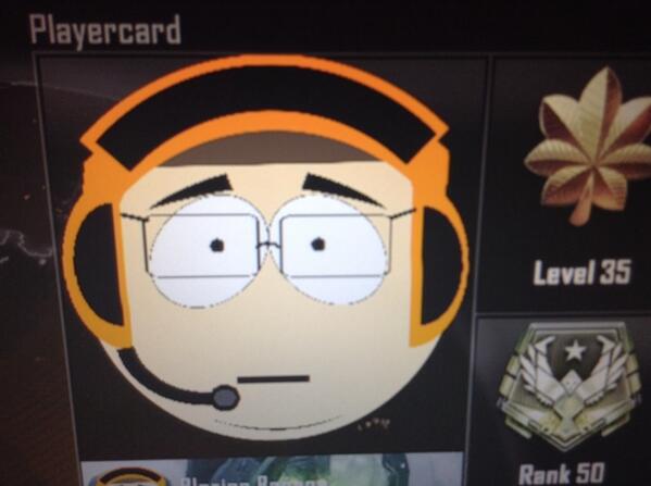 RideInThe6's tweet photo. @CrsParasite I just made a South Park Player Card emblem of you! Black Ops2 http://t.co/48At7WsVno