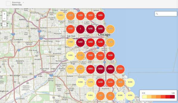 armand_ruiz's tweet image. Map of the crime rate in city of #Chicago using #SPSS and @cartoDB cdb.io/1ieC3xz