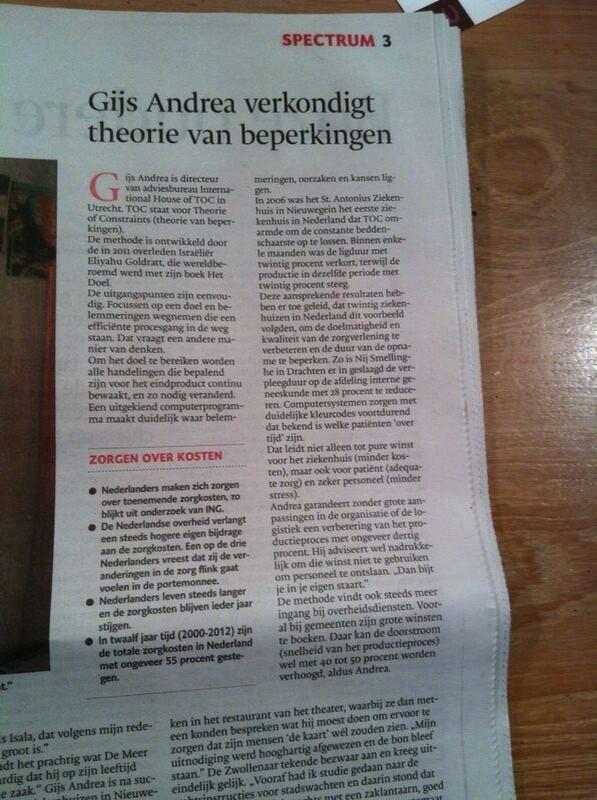 TOC theory of constraints ook inzetbaar in de podotherapie praktijk: doelmatigheid en kwaliteit
