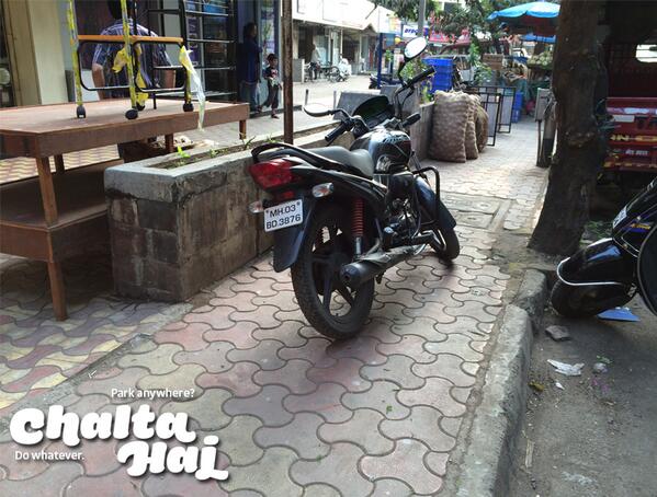 ranemandar_cdp's tweet photo. Next up on our photo series "Chalta hai". Tell us what you think about it and please RT. #ChaltaHai #ParkAnywhere http://t.co/6mWfU6MU2l