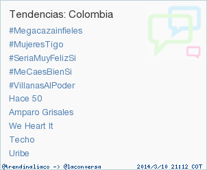 trendinaliaCO's tweet photo. #VillanasAlPoder acaba de convertirse en TT ocupando la 5ª posición en Colombia. Más en http://t.co/XettduK3x2 http://t.co/PoUydNMq5K