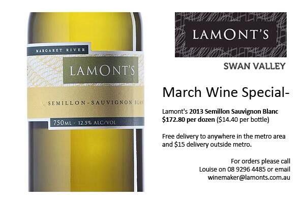 LamontsWinery's tweet photo. SWAN VALLEY MARCH WINE SPECIAL!!! #lamonts #wine #ssb #swanvalley #winery #marchspecial #orderTODAY http://t.co/lvhp5zLa2t