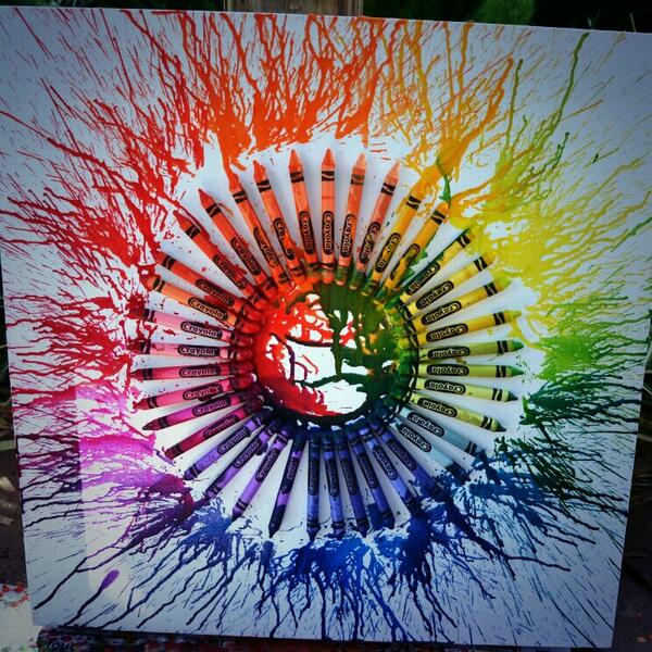 Cindeee83's tweet photo. @crayola I thought I'd share my latest melted crayon piece with you. http://t.co/MYq8BLoMrI