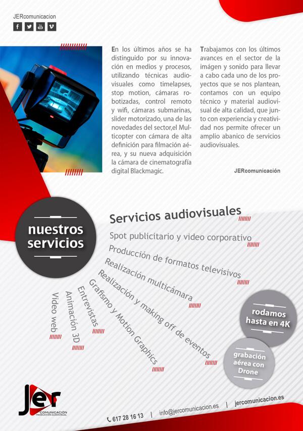 Spiinoff's tweet photo. Os presentamos nuestro dossier de Servicios Audiovisuales, con la novedad de rodaje en 4k y grabación aérea. http://t.co/qddjFWgBWN