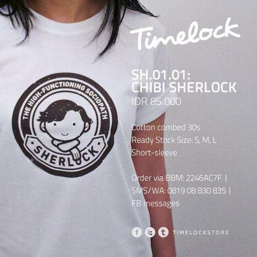 TimelockStore's tweet photo. [READY STOCK, LIMITED!] Kaos Sherlock Holmes in chibi form only for IDR 85.000! http://t.co/PZN2fGQTdA