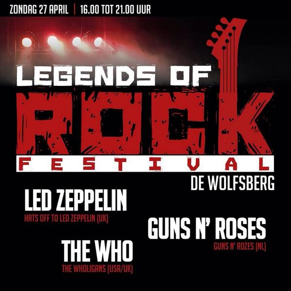 LEGENDS OF ROCK festival. Zondag 27 april vanaf 16u bij de Wolfsberg. Nadere info volgt binnenkort!