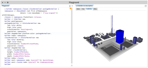 richardwettel's tweet image. Scripting CodeCity visualizations in the Glamourous inspector @moosetechnology . #codecity