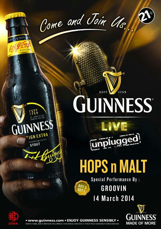 EXIT9_ID's tweet photo. @HopsMalt with @GuinnessID Live Unplugged on Friday, Buy 3 get 1 Promo!! #TampilBaru #MadeofMore http://t.co/xJKrNc4HAW