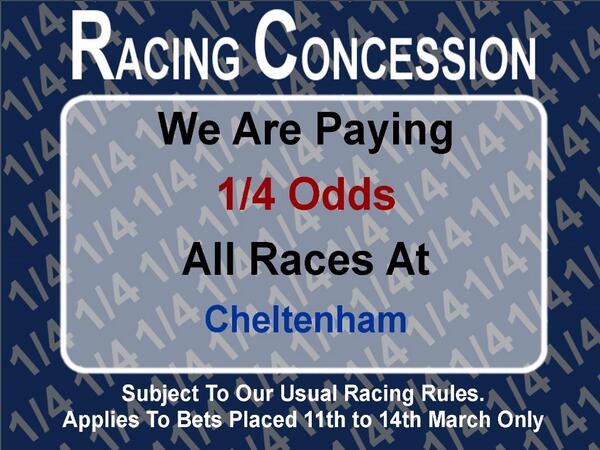 TommyFrench1's tweet image. Daily concessions #QuarterOdds #PlaceTerms #AllRaces #Cheltenham #CheltFest #CheltenhamFestival