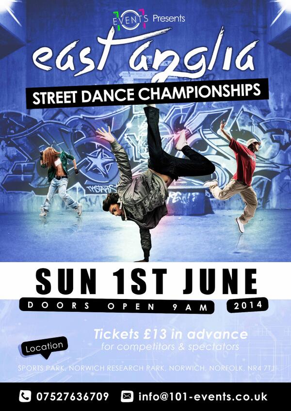 101events's tweet photo. East Anglia Street Dance Champs 
Sunday 1st June http://t.co/O9ICAavOeX