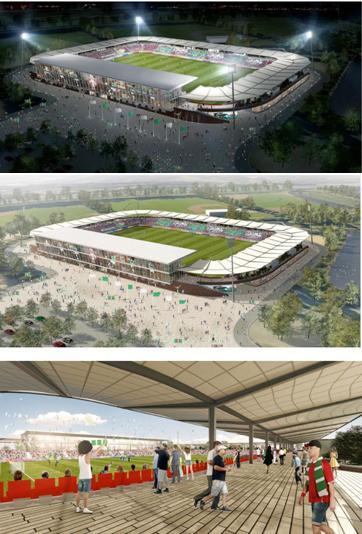 Een impressie van het nieuw te bouwen stadion; 6000 plekken, commerciële ruimtes en business units. #fcdordrecht