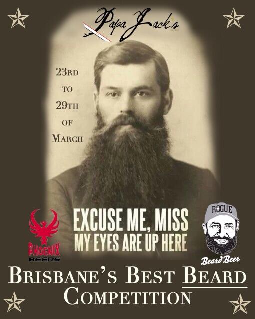 Bearded gents (and ladies)! #brewsvegas kicks off 23rd March &amp; PapaJacksBar is searching for #brisbanesbestbeard