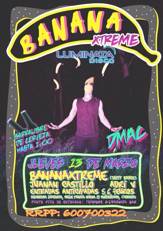 DiscotecasMur's tweet photo. EL JUEVES 13 BANANA XTREME EN LUMINATA DISCO POR 6€ COPA+BARRA LIBRE DE CERVEZA HASTA LA 1:00h @JUEVESUNI @Afterbum http://t.co/KFGPWomjxU