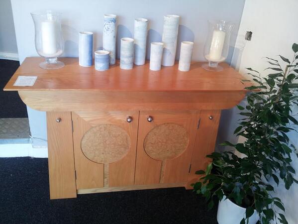 johnbarnard11's tweet photo. New Product - Jennifer Williams Ceramics atop the elegant Parkway Dresser in Burr White Ash (ex display £1,900) http://t.co/SgxA87m9oV