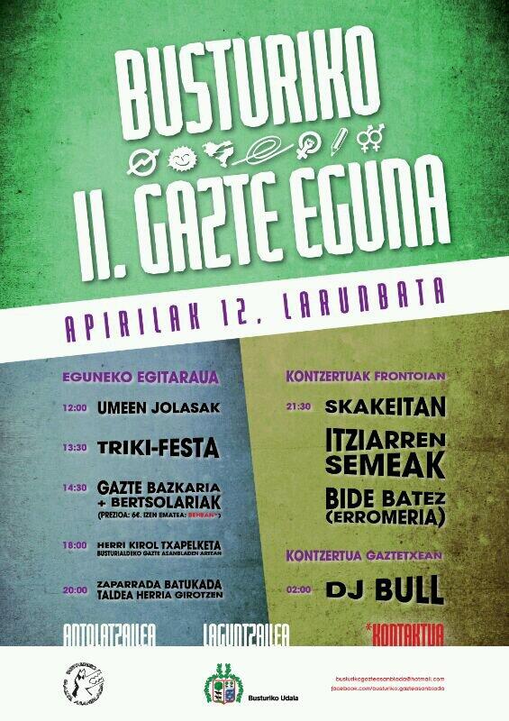 danigomezdng's tweet photo. E lagune, BUSTURIKO GAZTE EGUNE! Eixu RT ta lagundu zabaltzn mesedez! http://t.co/pFfmF9CX5y