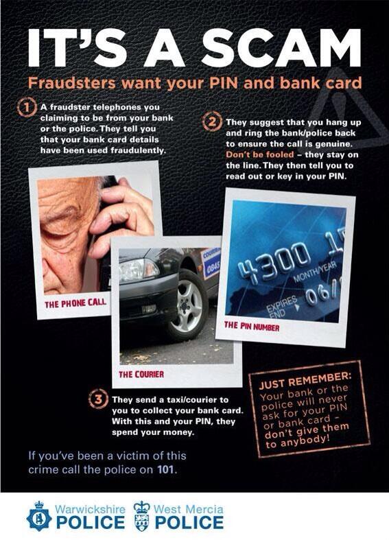 Courier fraud is a scam, please protect your cash and cards #DontBecomeAnotherVictim