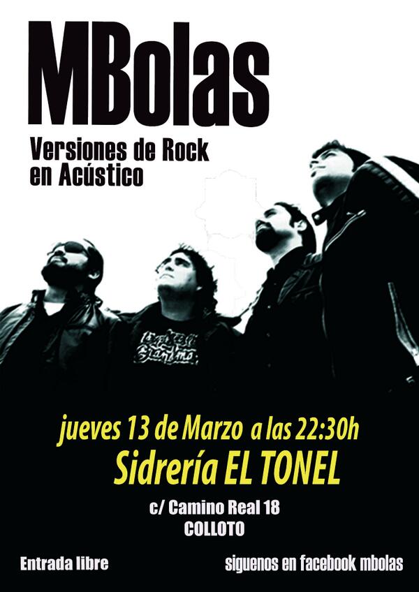 ROCKMBOLAS's tweet photo. Mañana Xueves estaremos tocando en la sidrería el tonel en Colloto. A las 22:30. Un saludo http://t.co/l6D18B4rv4