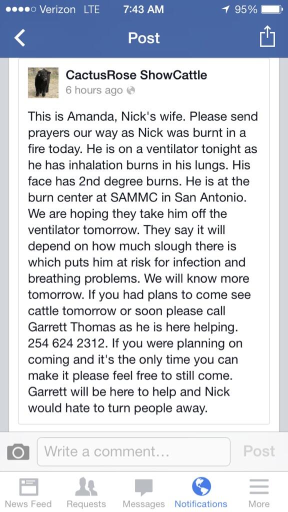 Please keep Nick Tooker and his family in your prayers.