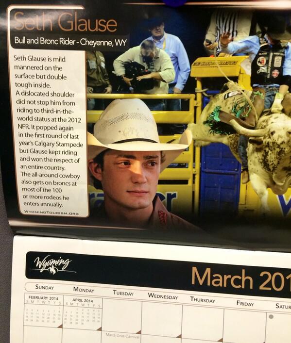 CowboyOutfittrs's tweet photo. Hey @SethGlause it's your month in the #teamwyo calendar! http://t.co/fOfjUh9Hrq