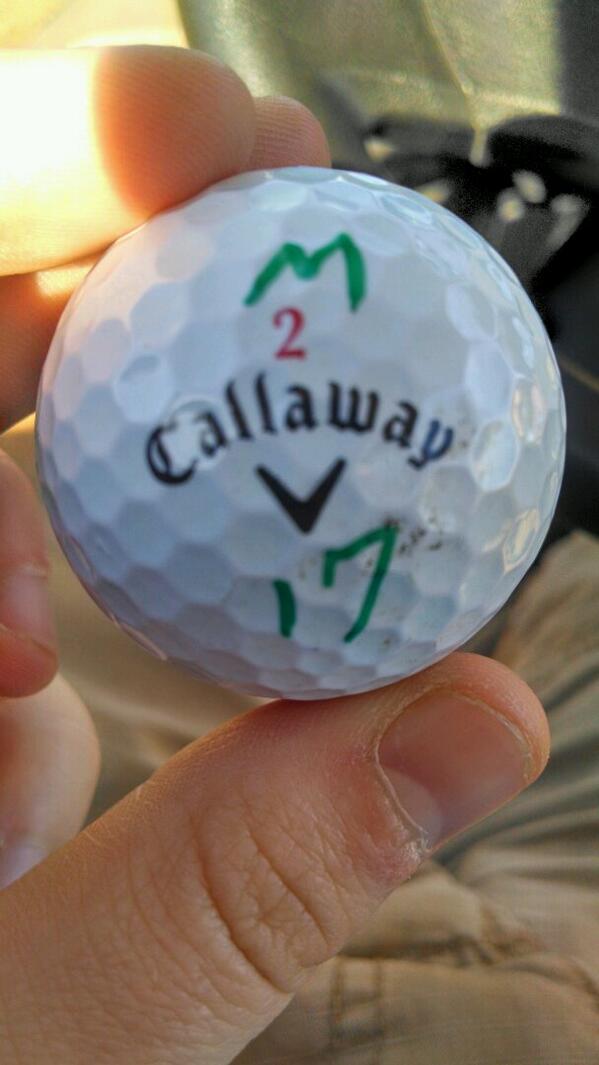 MTrammell89's tweet photo. I figured marking my golf ball with #17 today was appropriate. @DallasStars #PrayForPeverley http://t.co/nUpUSikIig