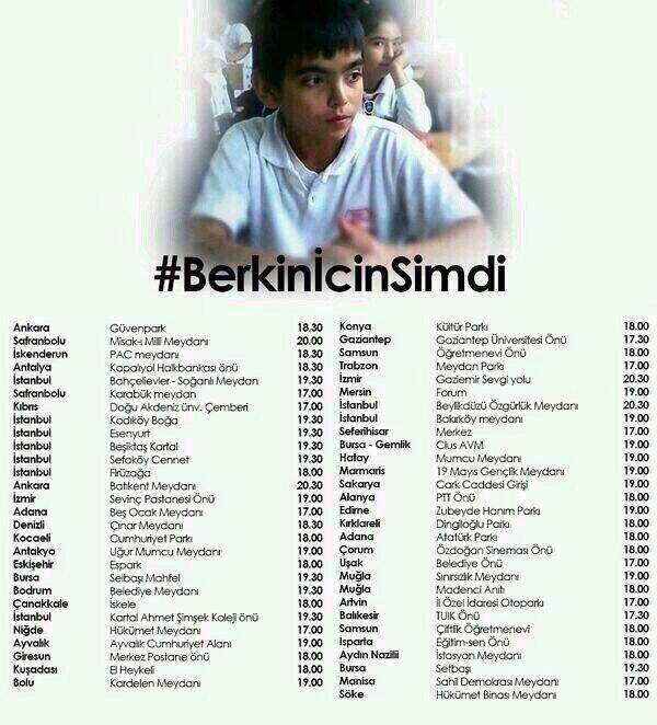 odatv's tweet photo. Berkin Elvan için il il eylem saatleri.
http://t.co/SygToivb02 http://t.co/tt6SUaZOxZ