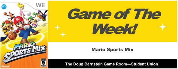 UconnDBGameRoom's tweet photo. The Game of the Week is...Mario Sports Mix! Come play the hottest, new games every week #MarioSportsMix #Wii http://t.co/EDMgnxRvXN