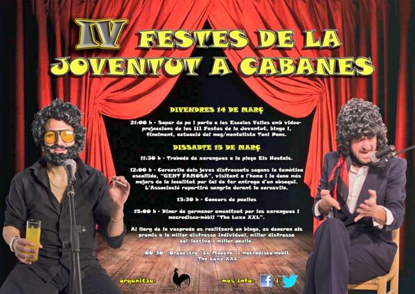 jovescabanes's tweet photo. Compte enrere, 3 dies i ja tenim les IV Festes de la Joventut!!Amics/gues aquest cap de setmana se lie en Cabanes!!! http://t.co/Gxq6AaL4zx