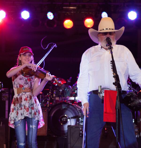 MaggieBaugh's tweet photo. @CharlieDaniels I had to #rehair the #fiddlebow Can I try to keep up with you again @RunawayCountry #apprentice #hero http://t.co/j15GGNWIA2