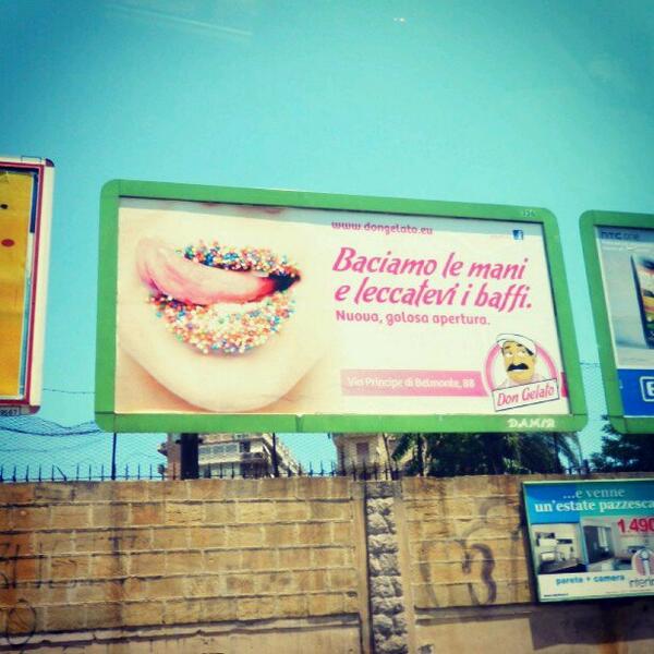 allisonscola's tweet image. "We kiss hands..." Gelato ad, Palermo. More at wp.me/p3nbwO-fh