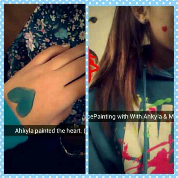tristethrash's tweet image. Ahkyla, Megan and I painted on each other in Art class . #PaintedHeart &amp;lt;3