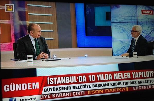 istanbulbld's tweet photo. Başkan Topbaş'ın, Ülke TV'de konuk olduğu Gündem Özel programı başladı. http://t.co/5lNlXxtGyi