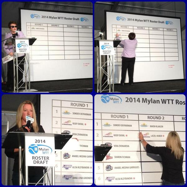 PhillyFreedoms's tweet photo. @PhillyFreedoms owner @BillieJeanKing and Dir. of Player Personnel @lisaraymond73 at work in the #MylanWTTRosterDraft http://t.co/wUhI5Xd6Bd