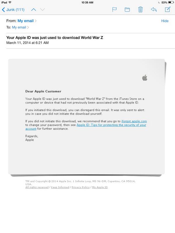 MattRostad's tweet photo. @Com331 “@darcynews: #Apple scam warning: Fake email tells users to change password/enter credit card. Don't open. http://t.co/edrMuwiDtJ”