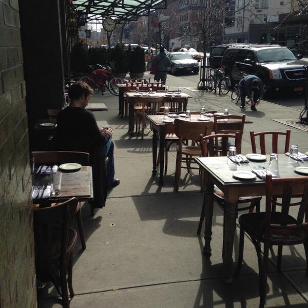 EaterNY's tweet photo. Gemma just put out its sidewalk cafe. All hail the glorious return of spring!   http://t.co/IAcCtk5IZe http://t.co/p4O1XmhBSG