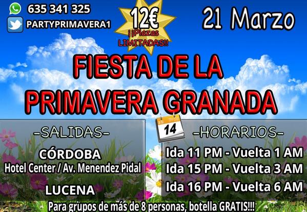 academiaopol's tweet photo. Si! Si! Si! La FIESTA DE LA PRIMAVERA GRANADA ya está aquí! Salidas desde Córdoba y Lucena!  RT RT RT RT RT http://t.co/A2I95HPWJb