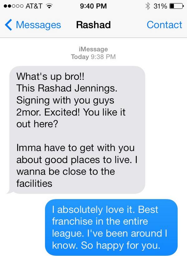 Weatherford5's tweet image. My man @RashadJennings  is excited 2 be a Giant,and WE r excited 2 have him join the finest franchise in the @nfl