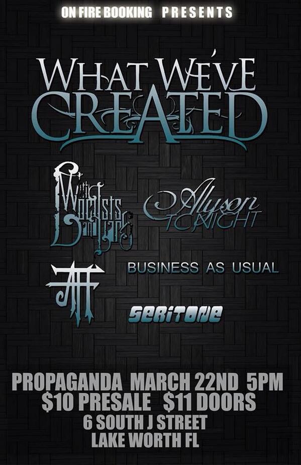 WWCreated's tweet image. Come throw down with us at Propaganda on March 22 for our headliner!