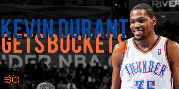 SportsCenter's tweet photo. Kevin Durant has his 11th 40-point game of the season. http://t.co/D1T1dC9PlF