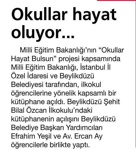 beylikduzubasin's tweet photo. Okullar Hayat Oluyor @ercanayss @beylikduzubeltr @BeylikKultur @BeylikSosyal @Haberturk 
Habertürk http://t.co/iVhm4duUUW
