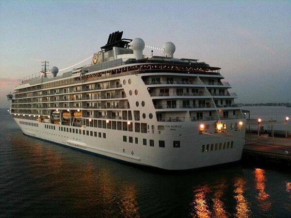 This is a cruise ship named “The World” where residents permanently live as it travels around the globe.